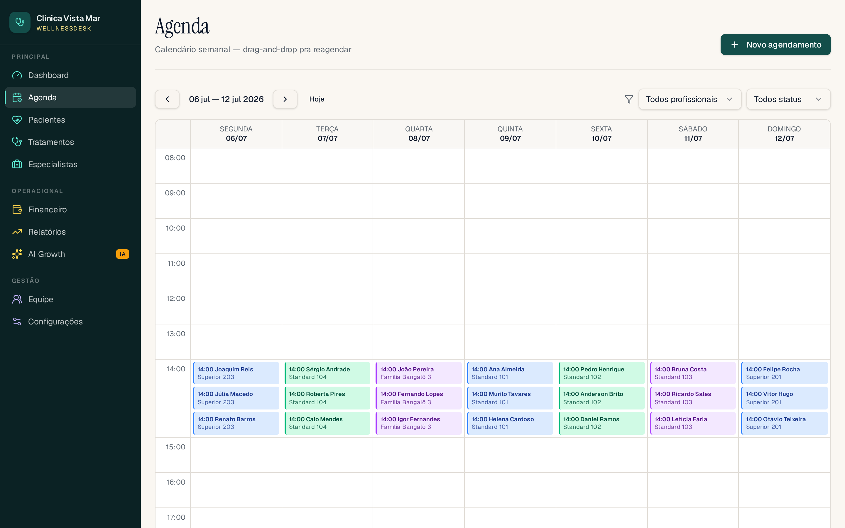 Agenda por especialista, sem conflito no Consultório Z